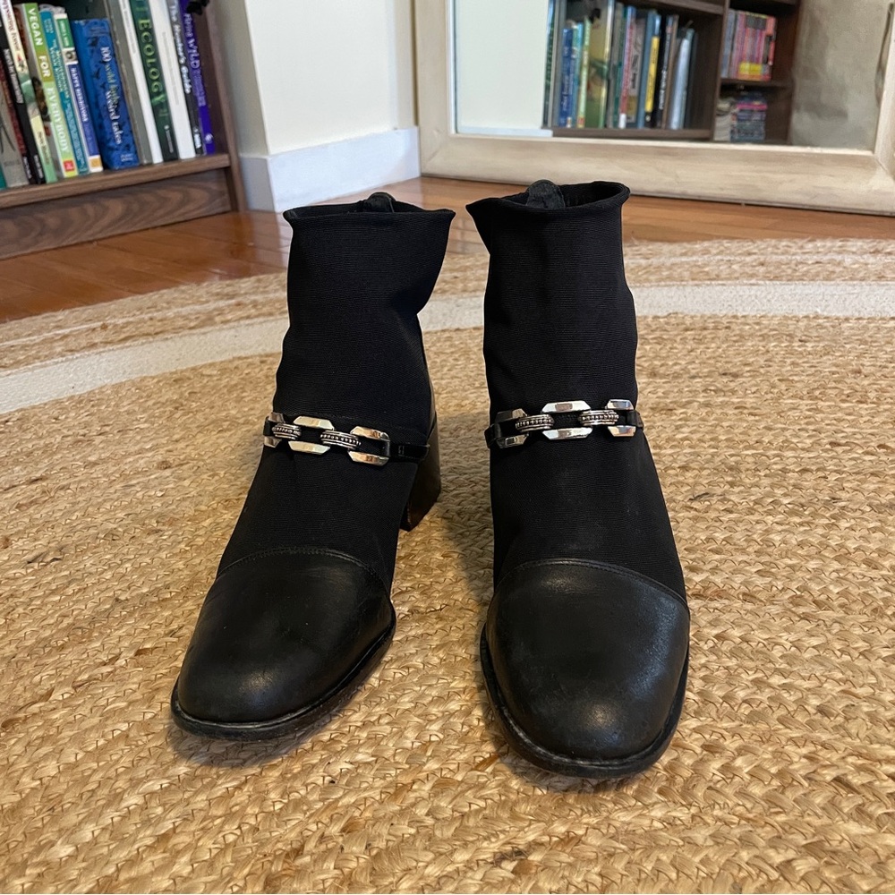 Brighton Black Ankle Boots with Silver Accents